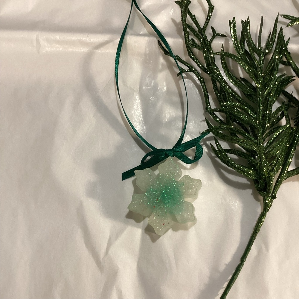 🎄Green and White Snowflake Ornament